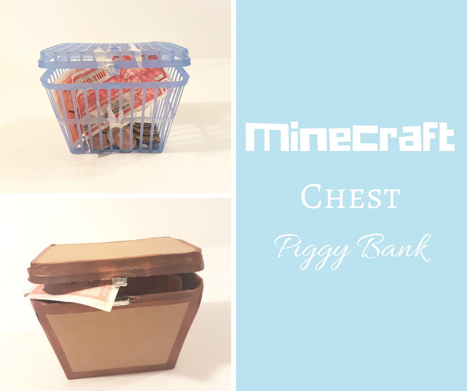 Minecraft chest piggy bank – a 5 min DIY upcycle